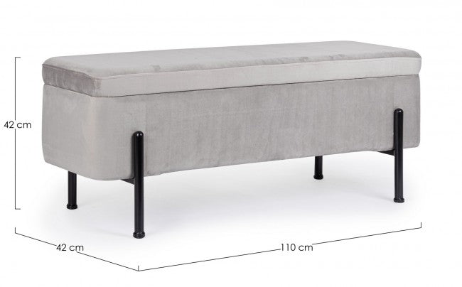 Panca Contenitore Velluto Grigio Moderno da Interno - DAHLIA