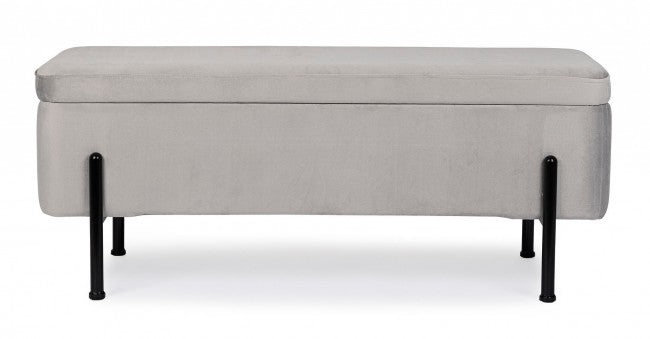 Panca Contenitore Velluto Grigio Moderno da Interno - DAHLIA