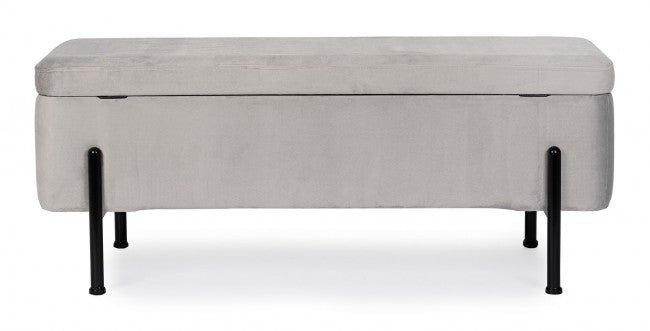 Panca Contenitore Velluto Grigio Moderno da Interno - DAHLIA