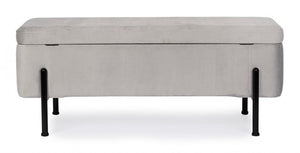 Panca Contenitore Velluto Grigio Moderno da Interno - DAHLIA