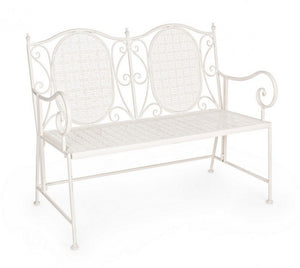 Panca 2 Posti Acciaio Bianco Vintage da Esterno - IRENE