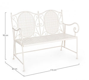 Panca 2 Posti Acciaio Bianco Vintage da Esterno - IRENE