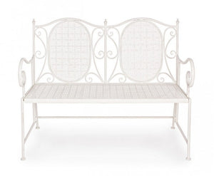 Panca 2 Posti Acciaio Bianco Vintage da Esterno - IRENE