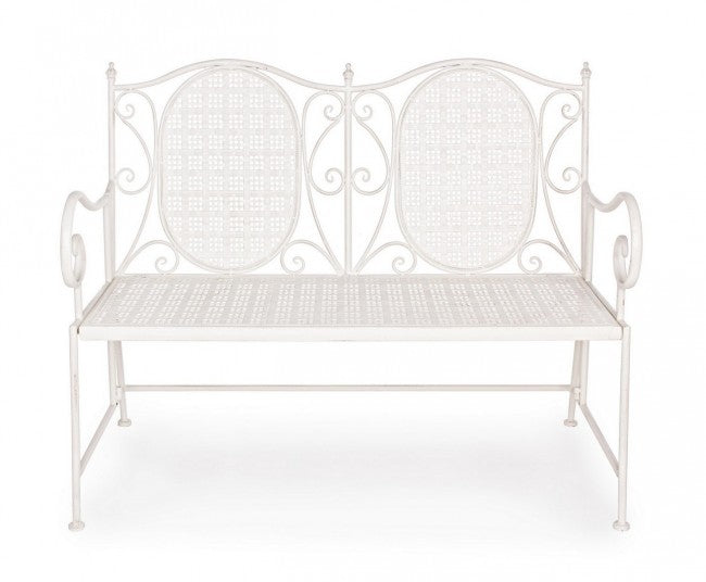 Panca 2 Posti Acciaio Bianco Vintage da Esterno - IRENE