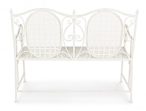 Panca 2 Posti Acciaio Bianco Vintage da Esterno - IRENE