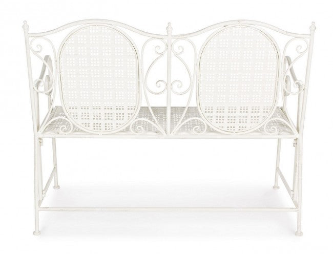 Panca 2 Posti Acciaio Bianco Vintage da Esterno - IRENE