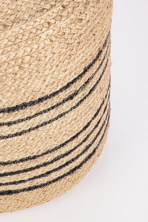 Pouf in Iuta Naturale Nero Stile Rustico da Interno 45 - ANDERSON