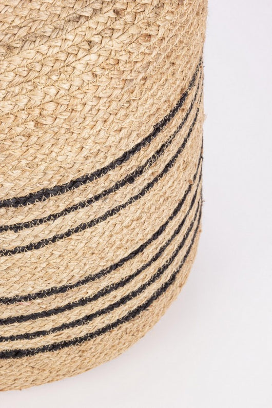 Pouf in Iuta Naturale Nero Stile Rustico da Interno 45 - ANDERSON