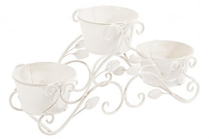 Set 2 Vasi 3 Piani Acciaio Bianco Rustico da Interno - IRENE