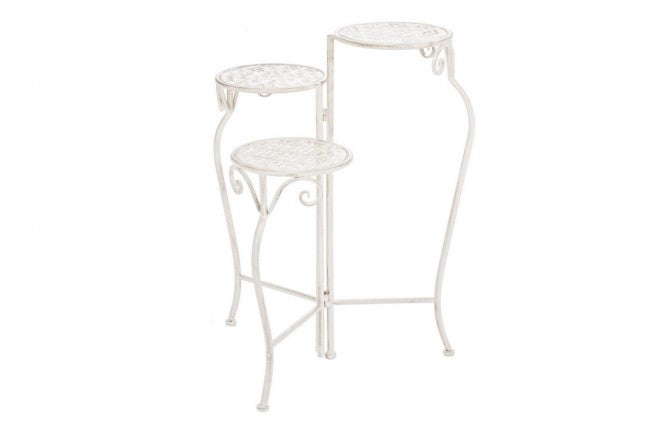 Set 2 Porta Fiore 3 Piani Acciaio Bianco Rustico H65 cm - IRENE