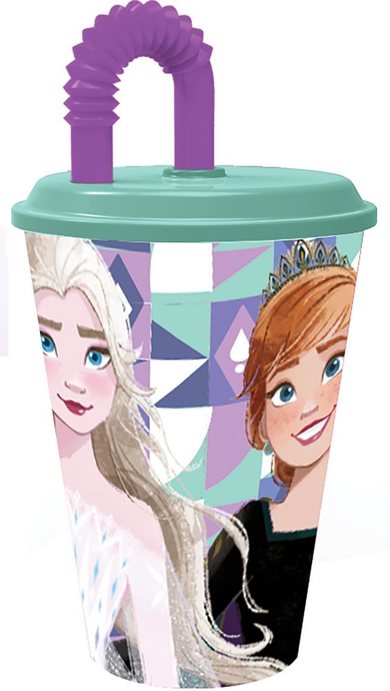 Bicchiere in plastica con cannuccia Frozen 430 ml
