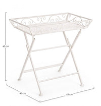 Set 2 Tavolini Rettangolari Acciaio Bianco Stile Rustico - IRENE