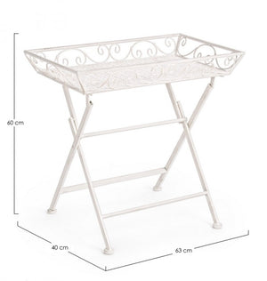 Set 2 Tavolini Rettangolari Acciaio Bianco Stile Rustico - IRENE