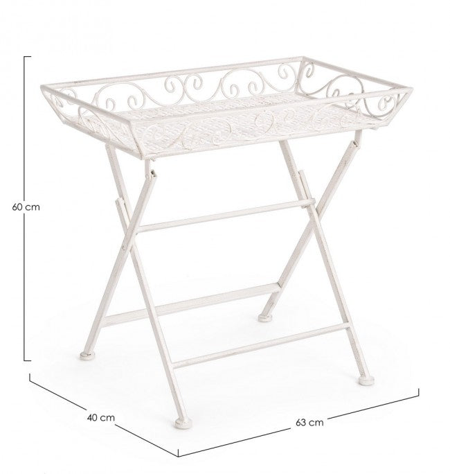 Set 2 Tavolini Rettangolari Acciaio Bianco Stile Rustico - IRENE