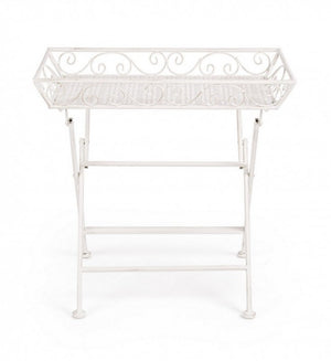 Set 2 Tavolini Rettangolari Acciaio Bianco Stile Rustico - IRENE