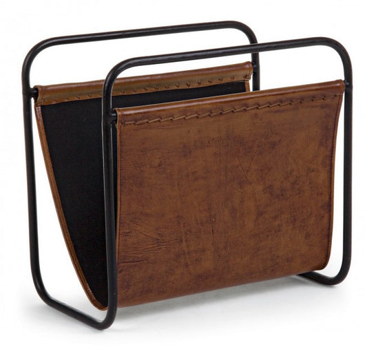 Set 2 Porta Riviste Pelle Marrone Industriale da Interno - ROSA