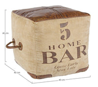 Pouf in Pelle Marrone Stile Industriale da Interno - WILLIAMS