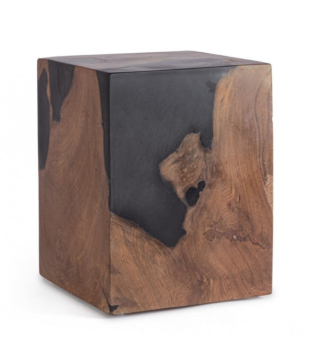 Tavolino Teak Nero Moderno da Interno 30x30 cm - MAX