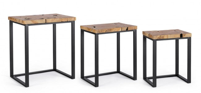 Tavolini in Teak Marrone Industriale da Interno - MIRANDA