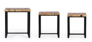 Tavolini in Teak Marrone Industriale da Interno - MIRANDA