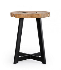 Tavolino in Teak Marrone Industriale da Interno 40 cm - MIRANDA