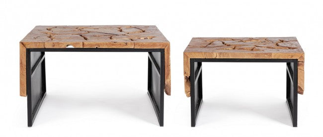 Tavolini in Teak Marrone Industriale da Interno - PHOEBE