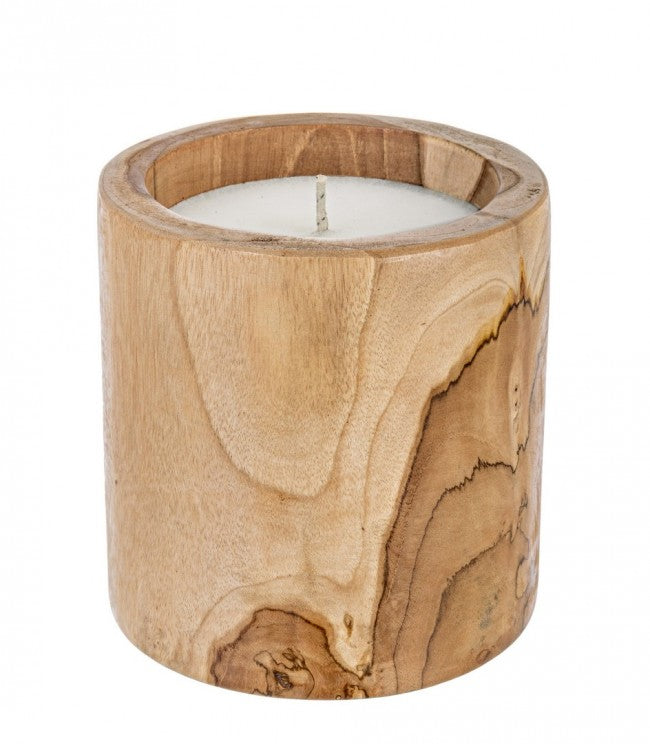 Candela in Teak Marrone Rustica da Interno 20 cm - KELLY