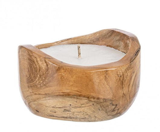 Candela in Teak Marrone Rustica da Interno 20 cm - KELLY