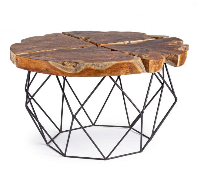 Tavolino in Teak Marrone Industriale da Interno 80 cm - IVY