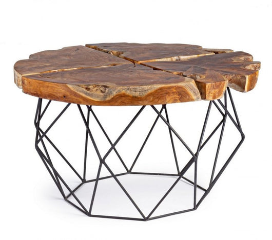 Tavolino in Teak Marrone Industriale da Interno 80 cm - IVY