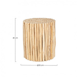 Tavolino in Teak Marrone Rustico da Interno - DANTE