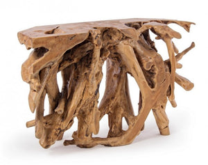 Consolle Radice Teak Marrone Rustica da Interni 120x40 - ROSE
