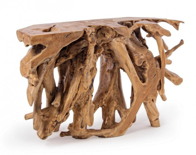Consolle Radice Teak Marrone Rustica da Interni 120x40 - ROSE