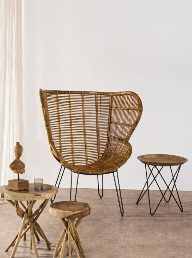 Tavolino in Teak Marrone Rustico da Interno 35 cm - KAI