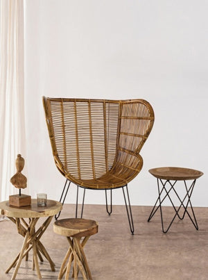 Tavolino in Teak Marrone Rustico da Interno 35 cm - KAI