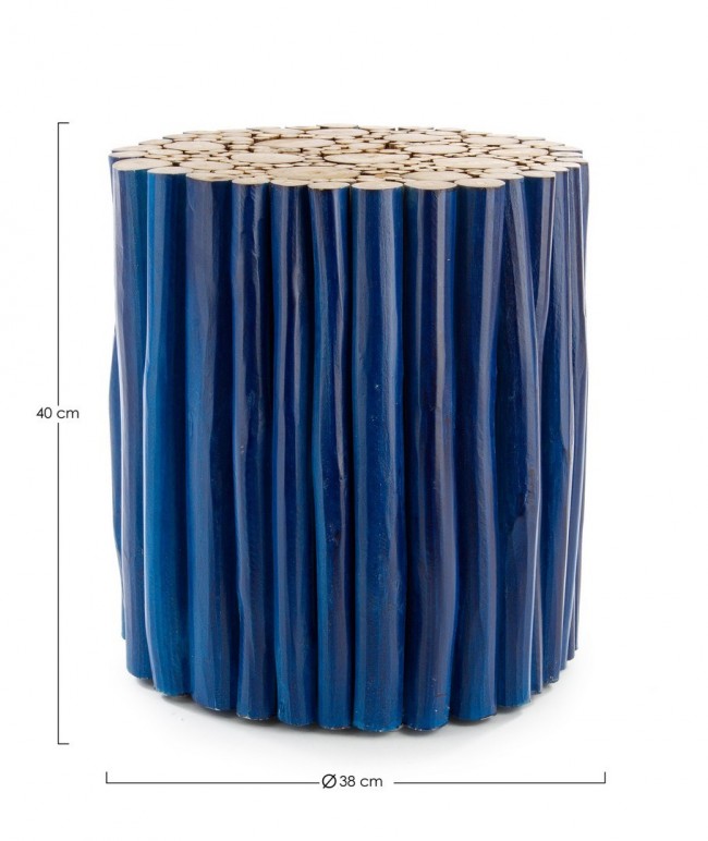 Tavolino in Teak Blu Moderno da Interno - DANTE