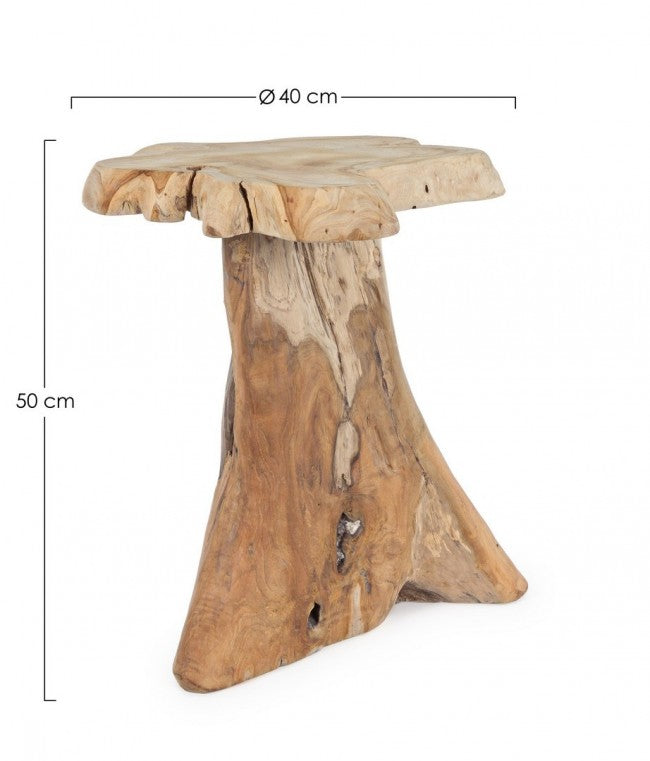 Tavolino in Teak Marrone Rustico da Interno 40x40 cm - ATLAS