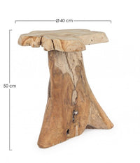 Tavolino in Teak Marrone Rustico da Interno 40x40 cm - ATLAS