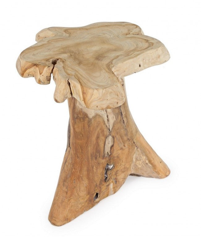 Tavolino in Teak Marrone Rustico da Interno 40x40 cm - ATLAS