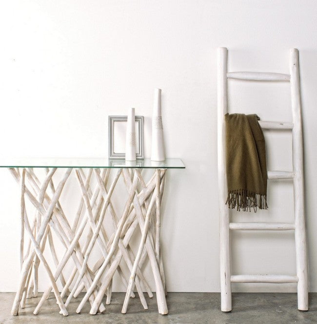 Scala Decorativa in Teak Bianco Rustica da Interno - KAI