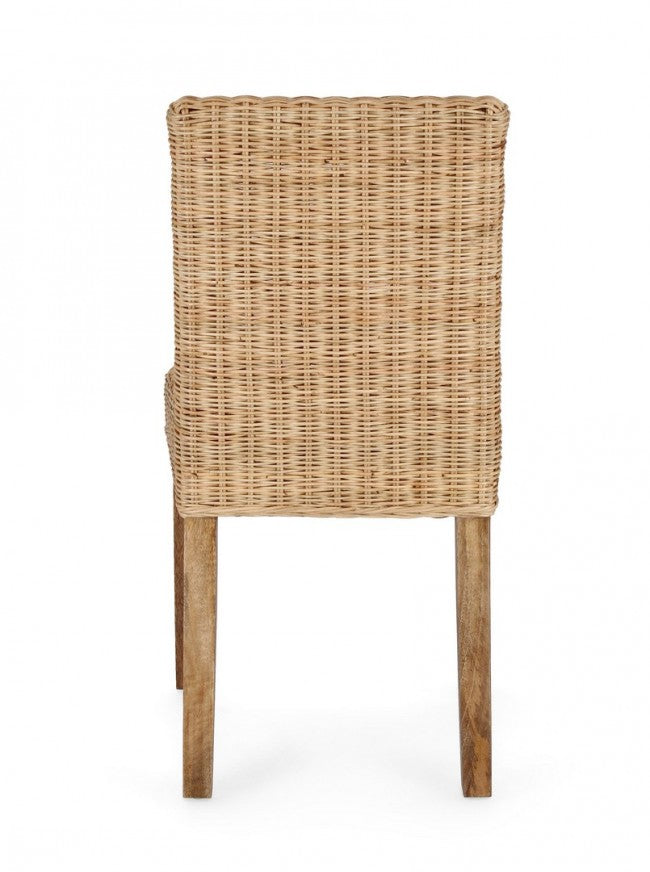 Sedia Rattan Legno Marrone Rustica da Interni - ADELA
