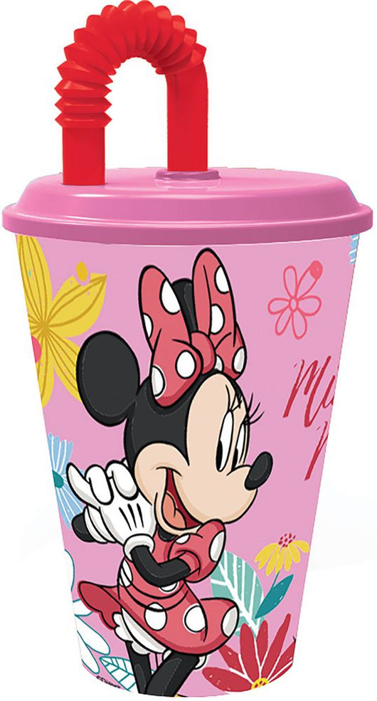 Bicchiere in plastica con cannuccia Minnie 430 ml