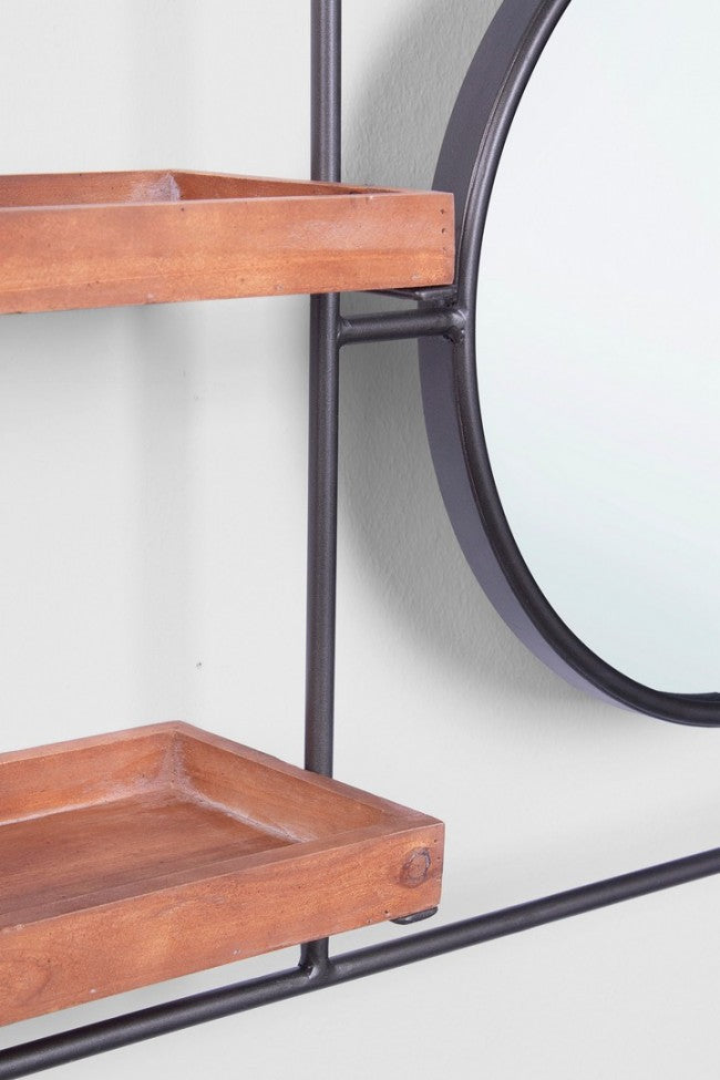 Set 2 Specchi con Mensole Acciaio Nero Industriale da Parete - COLLINS