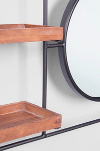 Set 2 Specchi con Mensole Acciaio Nero Industriale da Parete - COLLINS