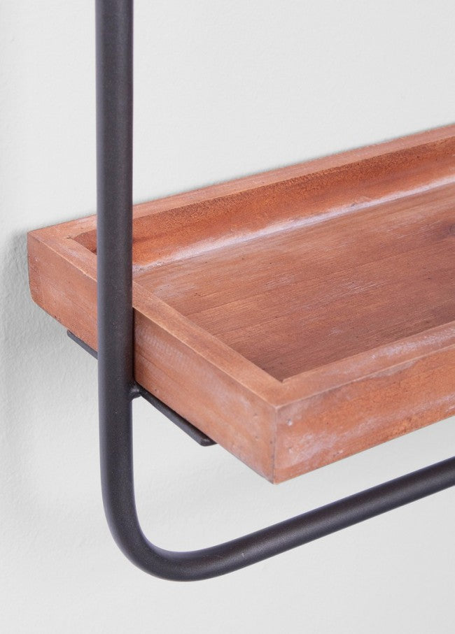 Set 2 Specchi con Mensola Acciaio Nero Industriale da Parete - COLLINS