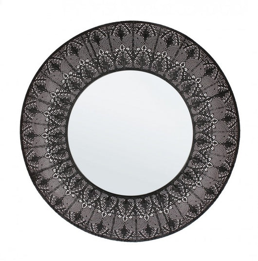 Specchio Metallo Nero Industriale da Parete 70 cm - PARKER