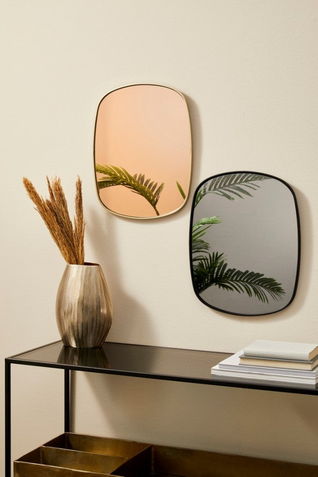 Set 2 Specchi Acciaio Nero Moderni da Interno 40x50 cm - PEREZ