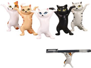 Penhouder 5-delita con gatti danzanti, penholder per ufficio, decorazione per gatti, regalo per amanti degli animali, penholder con gatti danzanti per decorazione sul tavolo o scaffale libri