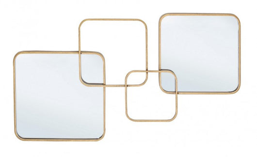 Set 2 Specchi Acciaio Dorato Moderno da Parete 70x40 - CARTER