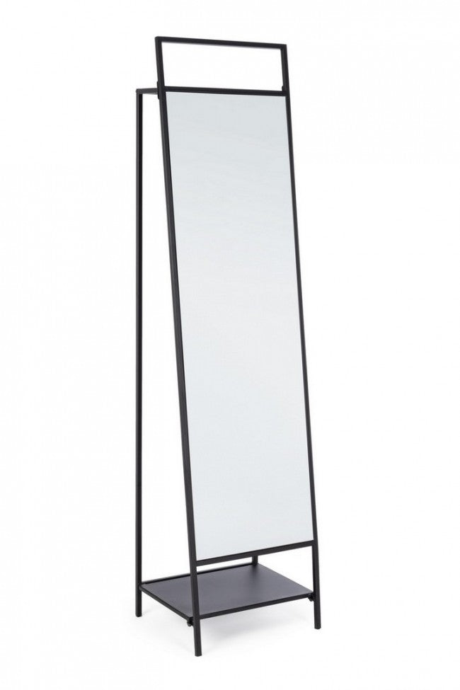 Specchio con Portabiti Acciaio Nero Moderno da Interno - HILL